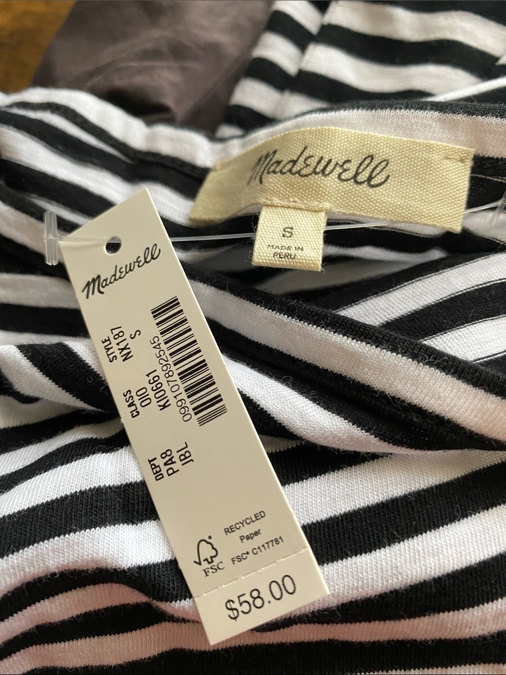 NWT MADEWELL Ruched Crewneck Long Sleeve Tee in Soft Slub size women’s small - Picture 8 of 8